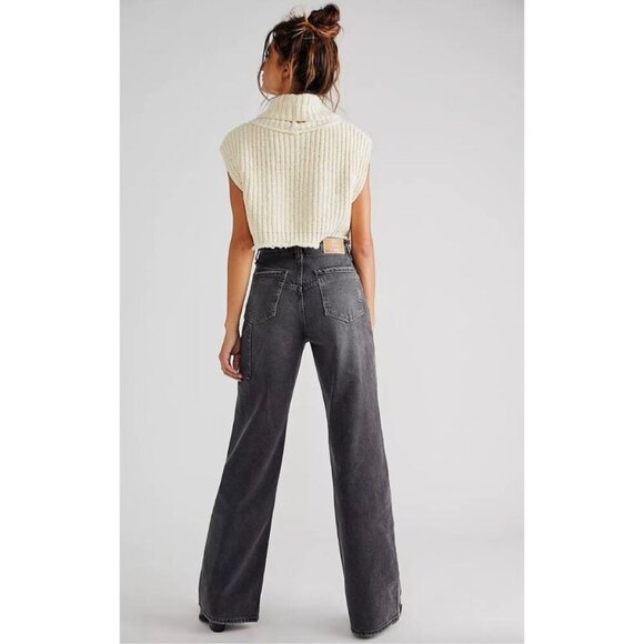 We The Free Denim Tinsley Baggy High Rise Straight Utility Jeans Free People 30 - Picture 2 of 12